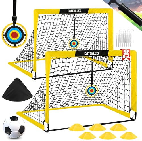 CATCHLUCK Football Goals for Kids, 4x3ft Pop Up Goals with Net, Targets, Cones, and Carry Bag