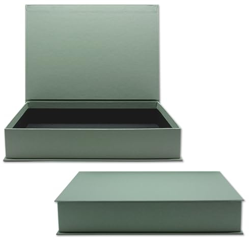 NEUSER PAPIER Geschenkbox mit Klappdeckel - 1 Stück - DIN A4 - Eukalyptus bezogen - innen schwarz kaschiert - 334 x 242 x 65 mm - Aufbewahrungsschachtel