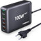 100W USB C Ladegerät,5-Port [3 USB-C+2 USB-A] USB Ladegerät Mehrfach,GaN Ladegerät PD&QC 3.0 USB C Netzteil,Schnellladegerät USB C kompatibel mit iPhone 15/14/13/12/ipad/Galaxy S22