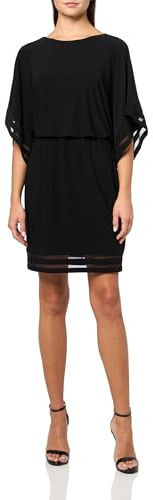 Jessica Howard Women's Elbow Sleeve Boat Neck Blouson Mini Dress, Black, 22