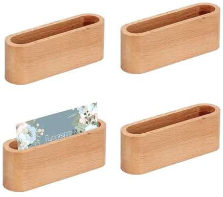 YMTWSRY Visitenkartenhalter Holz, 4 Stück Kreative Hölzerne Visitenkartenständer Hochstabil Visitenkarten Halter für Ausstellung Messe Empfang Büro