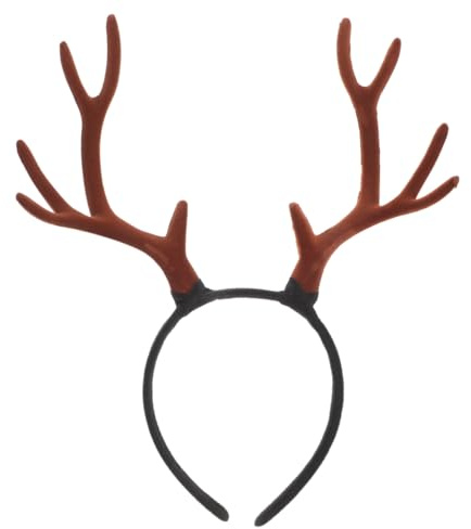 DEARMAMY Cerchietto Cervo con Corna Realistiche Materiale Floccato Accessorio per Costume Natale e Halloween per Adulti