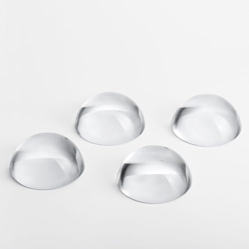 HDCRYSTALGIFTS 4Pcs 4.82cm Crystal Dome Magnifying Paperweight, Clear Distortion-Free Optics Convex Lens Set for Physics Classroom Home Decor Graduation Gifts