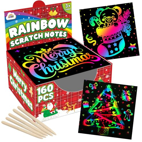 ZMLM Kids Rainbow Scratch Paper Art Crafts Mini Notes Kids Gifts 4 5 6 7 8 9 10 Years Old Girls Boys Students Teens Classroom Prizes School Supplies Birthday Party Toy Activity Stocking Stuffers
