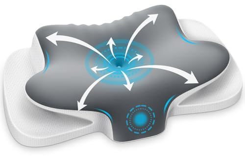 Ehomfory Cervical Memory Foam Pillow Neck Pillow Side Sleeper Pillow Ergonomic Cervical Support for Pain Relief Back Stomach Sleepers with Removable Cover,Grey