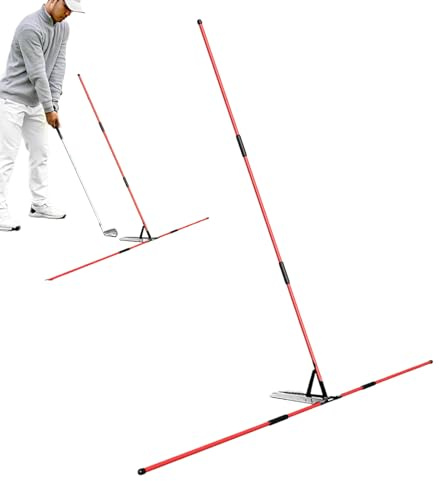 Golf Alignment Sticks – Red Fiberglass Shaft PVC Rubber ABS 1.05x1.05m | Goolf Aliignment Stick Stiicks With Angle Plate And Bracket | Swiing Trainer Aids For Practicing Posturre, Swing Path