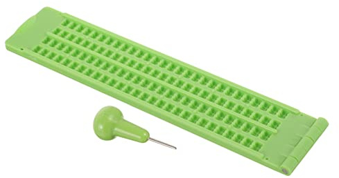 FRCOLOR Kit Braille Plastica Righe Celle per Scrittura Ciechi Penna Stylus Flessibile e Resistente per Apprendimento e Uso Duraturo