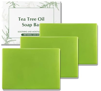 Tea Tree Oil Soap Bar for Body & Face,Herbal Cleansing Soaps for Shower and Bath,Odor & Sweat Removal,Deeply Cleansing, Moisturising,100g