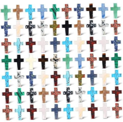 Cruz de cristal, 50 unidades, mini cruces de bolsillo de piedra natural, fe inspiradora a granel para oración, bautismo, boda, iglesia, decoración