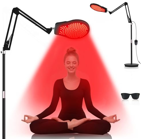 Relhafethy Lámpara Infrarroja 660/850/940 nm, 10/20/30 Min, 5 Niveles De Luminosidad, Ángulo Ajustable, 150 LED, Para Hogar/Oficina