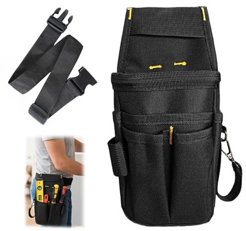 WestCH Cintura Porta Attrezzi,Marsupio Elettricista,Porta Attrezzi da Cintura,Regolabile Marsupio Attrezzi con 14 Tasche per Elettricisti,Edilizia,Falegnami,Tessuto Oxford 600D,Nero