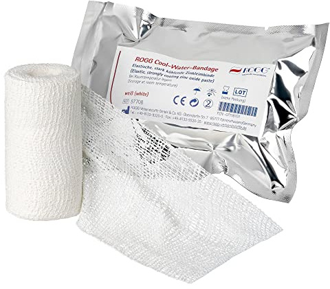 Zinkleimbinde ROGG® Cool Water Bandage | Feuchter Zinkleimverband Kühlverband für Sportverletzungen | Kühlender Zinkverband (5 m x 6 cm)