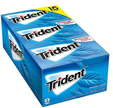 TRIDENT Trident Original Sugar Free Chewing Gum 14 Stick Pack Box of 15 Packs, 1.32 pounds