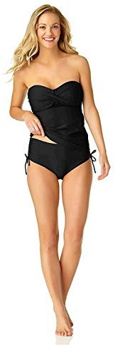 Catalina Twist Front Bandeau Tankini Swimsuit Haut, Noir, XL Femme