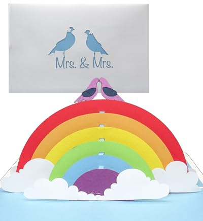 Biglietto di auguri per matrimonio 3D Lesbian Wedding Card - Birds in Love - Biglietto pop-up Mrs. & Mrs. come biglietti di invito e biglietti di nozze - come regalo per gli ospiti, invito