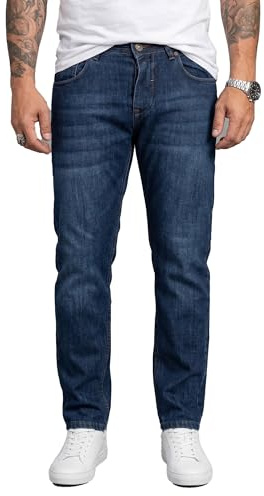 Rock Creek Jean de designer délavé pour homme, look usé vintage RC-2063, Bleu foncé délavé., 29W x 30L