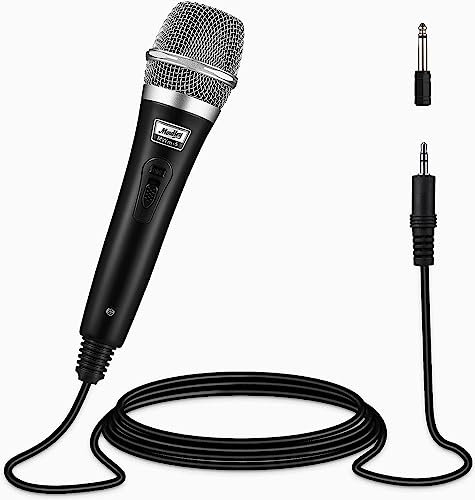 Micrófono de Karaoke Moukey Micrófono de Dinámico de Mano Metal con Cable XLR de 13 pies para Cantar Karaoke/Habla/Boda/Altavoz/Amplificador/Mezclador/Escenario y Actividad al Aire Libre, Negro