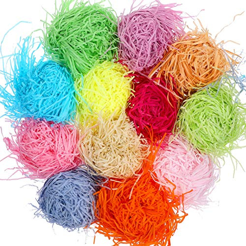 12 Colorato Pasqua Erba 8oz Carta Shred Pasqua Erba Caramella Colore Pasqua Erba per Pasqua Basket Filler Uova Creativa Decor Filler Partito Decorazione Scatola Forniture Imballaggio