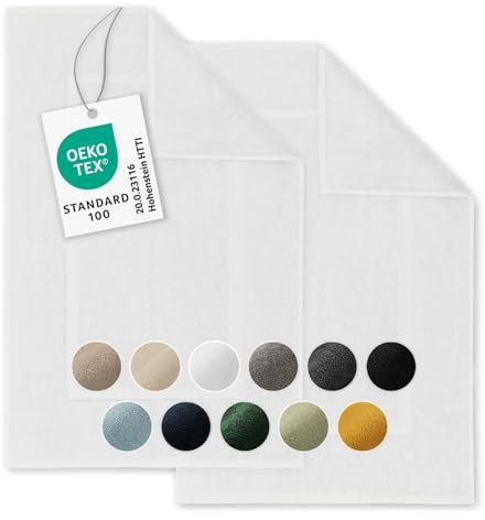 Blumtal 2er Set Premium Badematte aus 100% Baumwoll Frottier 50x80 cm - Oeko-TEX zert. Duschvorleger - extra saugstarker Badvorleger rutschfest waschbar - Fußmatte Bad - Badematte Grün Pastel