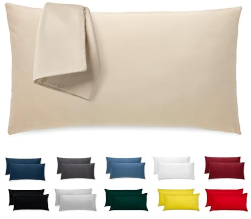 Flowen Federe Cuscini Letto Matrimoniale Cotone 50x80 Set 2 Copricuscini Tessuto Morbido Jersey Anallergico Antiacaro Traspirante con Zip Nascosta Coppia Fodere Lavabili in Lavatrice