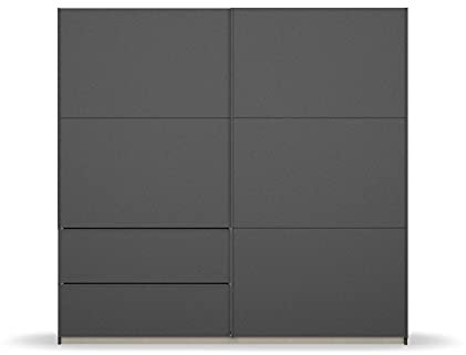 Rauch Möbel Sevilla Schrank Kleiderschrank Schwebetürenschrank, Grau metallic, Schwarz, Griffleisten Grau metallic, 2-türig, inkl. 2 Kleiderstangen, 2 Einlegeböden BxHxT 218x210x59 cm