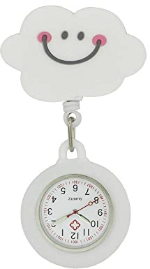 SEIWEI Reloj portátil de enfermera, reloj de solapa con clip para enfermera, reloj de solapa de cuarzo, broche de bolsillo para enfermera, Nube, Compacto
