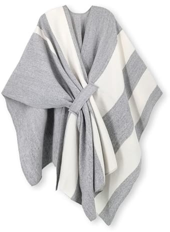 Breezy Lane Poncho reversible para mujer con chal elegante, ruana envolvente con frente abierto, cárdigan para otoño, invierno y vacaciones, Altoa única