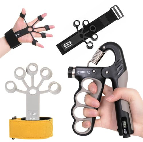 Handtrainer Fingertrainer Set, Verstellbarer Hand Trainer & Finger Trainer, Unterarm Trainingsgerät, Fingerstrecker, Fingertrainer Ergotherapie