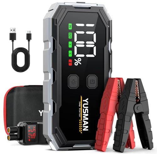 YUSMAN Booster Avviamento Auto - 5000A Portatile Avviatore Batteria Auto per 12V (fino a 7.0L Gas/5.5L Diesel), Avviatore di Emergenza, LED, QC3.0,Starter Batteria Auto