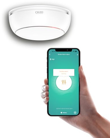 Calex Rilevatore di fumo Smart, batteria 5 anni, rilevatore intelligente WiFi, notifiche tramite app Calex