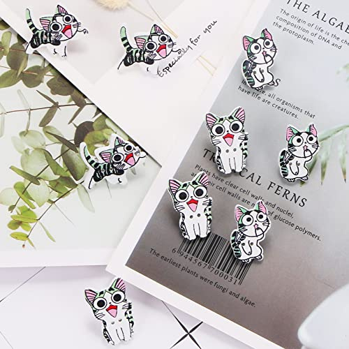 GOKEPO 9Pcs Animal Cat Push Pins Small Wooden Thumb Tacks Steel Point Pushpin Wooden Head Map Pushpins Cartoon Cat Push Pins for Cork Bulletin Board,Fabric Marking,Crafts and Office Organization