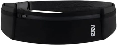 2XU Cinturón unisex para correr, trotar y actividades al aire libre, color negro, ligero y ajustable, sostiene de forma segura el teléfono, las llaves y los elementos esenciales, talla única, Negro -,