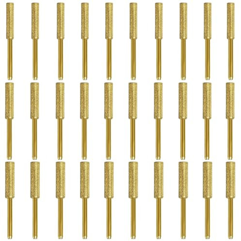 Affilatrice per Motoseghe Diamantate, 30 Pezzi Affila Catena Motosega, Affilacatene Affilatore per Motosega 4mm 4.8mm 5.5mm, Pietra Abrasiva per Motosega, per Smerigliare, Oro