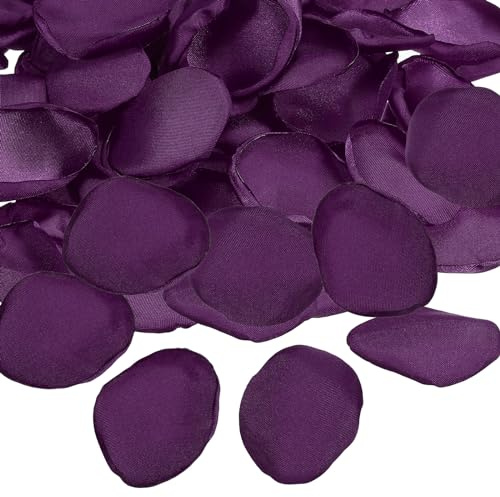 PATIKIL Rosblad i silke, 200 st konstgjorda blomblad falska rosenblad för bröllop gång utspridd brud dusch bordsdekor romantisk nattdekoration, mörklila