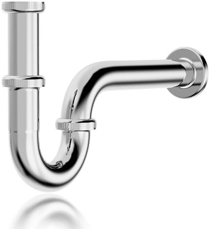 Universal Siphon für Waschbecken Edelstahl,Röhrensiphon Siphon Waschbecken Ablaufgarnitur 1 1/4“ Chrom，Abflussrohr Tauchrohr 8-11cm höhenverstellbar，Abflussrohr Bad & Küche Flexibler Ablaufschlauch