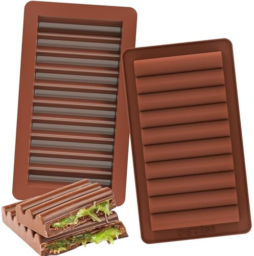 Kamehame Tiefe Schokoladenform Silikon 2 Stück Silikonform Schokoladentafel Dubai Schokolade Form Tief Schokoladentafel Form für Schokolade, Süßigkeiten