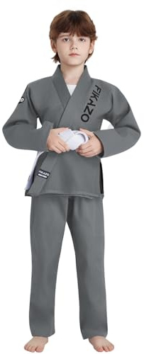 Fikazo Kids BJJ Gi | Brazilian Jiu Jitsu Uniform for Children Durable Pant & Jacket with Belt