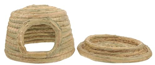 SEWACC Rabbit Grass House for Small Pet Handwoven Bunny Nest Hideout House for Guinea Pig Woven Rabbit Home