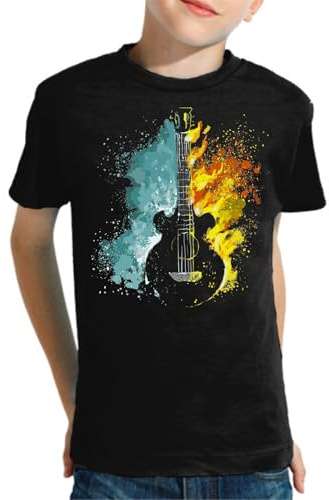 the Fan Tee Camiseta Infantil de Niño Niña Musica Rock Rockeando en Tela Punk, Alternativo, Guitarra Eléctrica, La Batería, El Bajo, Metal 021 4 años