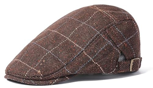 Herr Fiskbensmönstrad Skärmkeps - Vinterförstärkt Retro Baskerhatt(Brown)