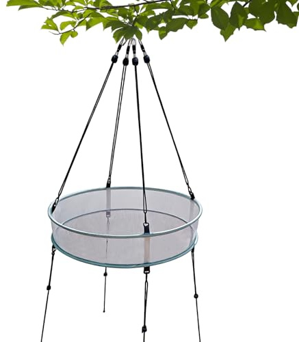 Bandeja Alimentador Pájaros - Bandeja de alimentación de malla antiviento de 51 cm | Distribuidor de aves silvestres suspendido Antivent | para la observación de los Fingilles y Colibríes en el Jardín