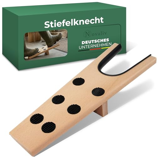 Novaliv Tire-bottes en bois - Extracteur de bottes avec picots en caoutchouc antidérapants - Pour bottes en caoutchouc, bottes d'équitation et chaussures de randonnée - Aide à l'extraction de bottes