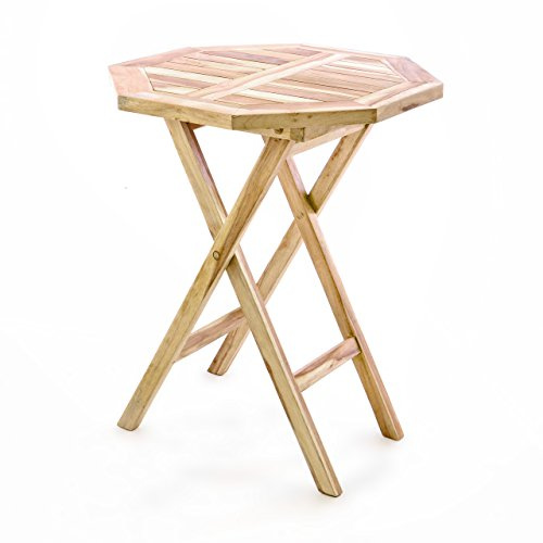 Divero achteckiger Klapptisch Ibiza aus Teakholz, unbehandelt – Farbe: Natur-Braun