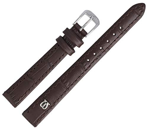MARBURGER Uhrenarmband 12mm Leder Braun Silber Alligator Prägung Mit Naht - Montage Set 5281231000120