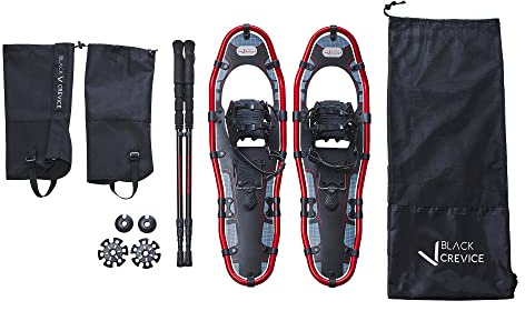 BLACK CREVICE Raquettes à neige En aluminium Pour homme et femme 3 tailles différentes Bâtons de trekking télescopiques en aluminium Sacs d'extérieur étanches à l'eau et au vent Sac de