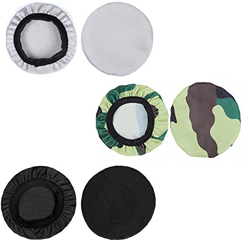 3 Pares de Fundas Transpirables para Auriculares - Lavables, Elásticas, Reutilizables - Se Adaptan a Auriculares de 9 a 10,5 cm (Negro, Blanco, Camuflaje)