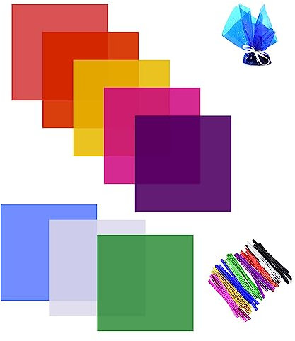 160 Blatt farbiges Glasfolien-Bonbonpapier, Süßigkeitenverpackung DIY, Lebensmittelverpackungspapier, Geschenkdekoration, mit 5 Farben Seide, Bonbon-Zellophan (8 Farben)