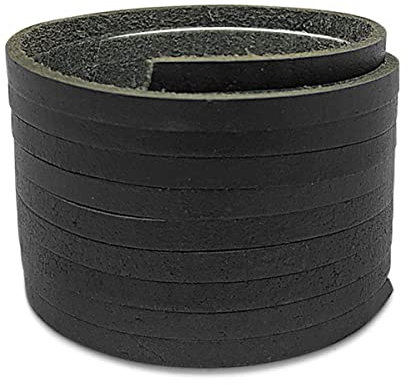 Creavvee Flat Genuine Real Leather Strip Bead Thong Cord Braiding String Threads Lace Cowhide Craft for Jewelry Making Necklace Bracelet, 5mm x 3m, Black