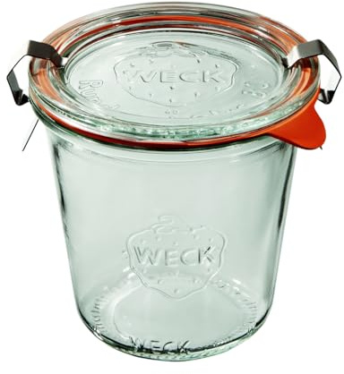 Weck Mold 290 ml 6-teiliges Glas mit Deckel, Dichtung und 2 Verschlüssen | Zum Einmachen von Konserven, Säften, hermetischer Lagerung von trockenen Zutaten