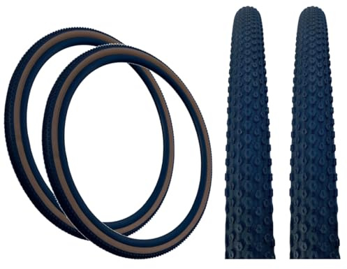 Baldys PAIR 700 x 38c CLASSIC BROWN WALL Off Road Knobby Tread Gravel Tyres for Hybrid Trekking Bikes (Pack of 2)